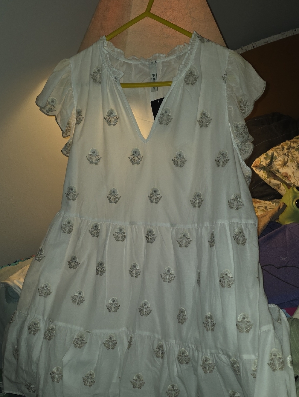 torrid White Mini Dress with Beige Embroidery